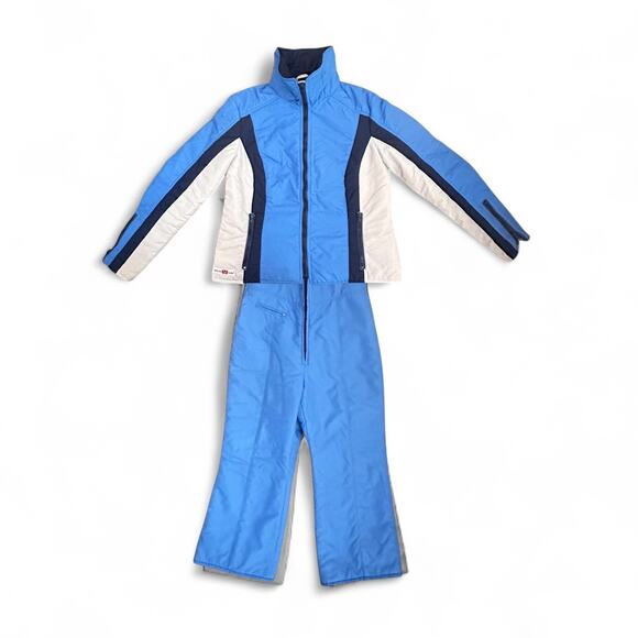 Vtg Dolomiti Seiller Retro Blue Ski Jacket & Bib Snow Pants 80s 90s Apres Ski - Picture 1 of 15
